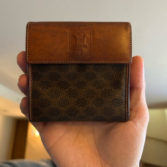 Celine Handbags - Authentic Vintage Celine Macadam Triomphe Bifold Wallet – Brown